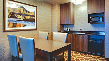 The dining area in the balcony suite at Zia Park Casino, Hotel and Racetrack.