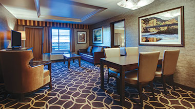 The sitting room in the balcony suite at Zia Park Casino, Hotel and Racetrack.
